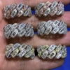 2025 New Iced Out Bling Men Finger Jewelry Full Paved Rectangle Cubic Zirconia 5A CZ Cuban Link Chain Engagement Ring