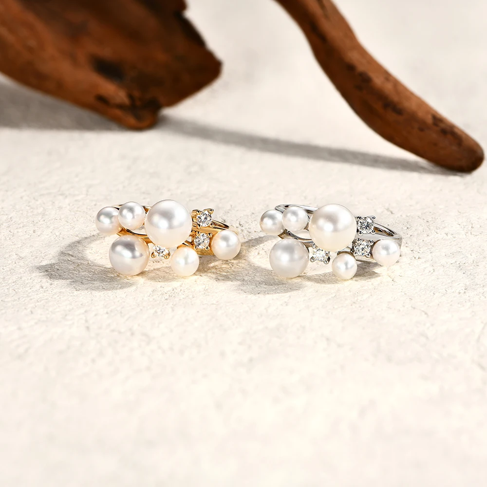 ATTAGEMS Pearl Moissanite Ring DVVS 100% S925 Sterling Silver Plated With18k Gold for Women Engagement Bride Jewelry Luxury Gift 3 ATTAGEMS Pearl Moissanite Ring DVVS 100% S925 Sterling Silver Plated With18k Gold for Women Engagement Bride Jewelry Luxury Gift - Image 2