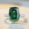 Luxury Solid Platinum PT950 Women's Emerald Ring Full Diamond Moissanite Ring