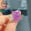 New Trendy Double High Carbon Amethyst Zircon 925 Silver Ring for Women Wdding Engagement White Gold Plated Fine Jewelry