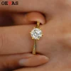 OEVAS 1ct 2ct Round Moissanite Rings 100% S925 Sterling Silver for Women Wedding Party Elegant Fine Jewelry