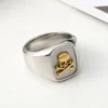 Fashion Steel Color/Gold Color Simple Skull Ring Men And Women Small Stainless Steel Biker Ring Jewelry Gifts Dropshipping