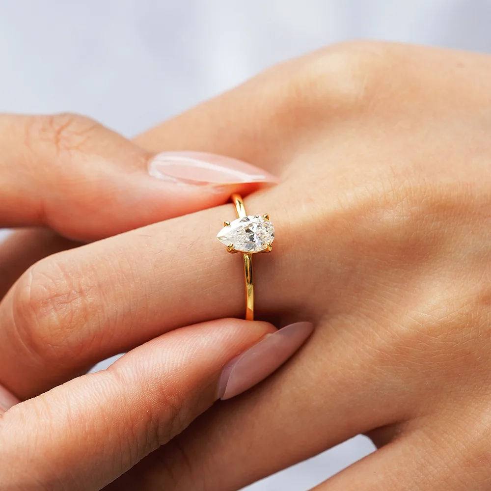 Luxury 100% Real 18k Gold Women's Moissanite Diamond Ring 1 karat Drop Diamond Ring Wedding Ring 7 Luxury 100% Real 18k Gold Women's Moissanite Diamond Ring 1 karat Drop Diamond Ring Wedding Ring - Image 6