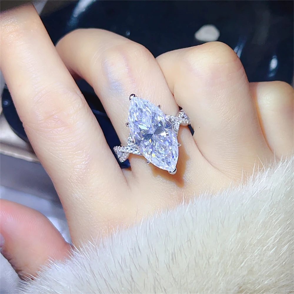Serenity 10ct Marquise Big Moissanite Rings for Women Men Gift Sparkling Lab Diamond Wedding Rings Solid S925 Plated 18K Jewelry 6 Serenity 10ct Marquise Big Moissanite Rings for Women Men Gift Sparkling Lab Diamond Wedding Rings Solid S925 Plated 18K Jewelry - Image 5