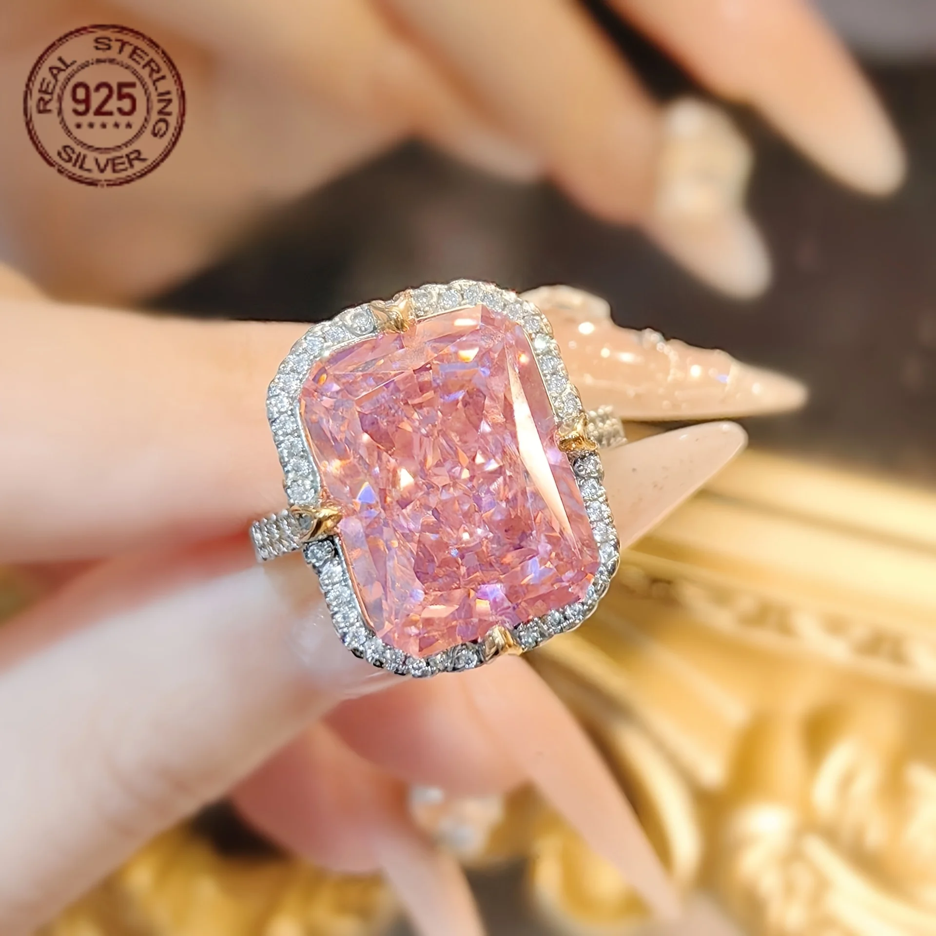Luxury 8ct Crushed Princess Cut High Carbon Zircon 925 Silver Rings For Women Wedding Engagement Fine Jewelry Gifts 8 Luxury 8ct Crushed Princess Cut High Carbon Zircon 925 Silver Rings For Women Wedding Engagement Fine Jewelry Gifts - Image 7