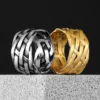 Weaving Hollow Stainless Steel Mens Rings Trendy Simple Unique Stylish for Male Boyfriend Jewelry Creativity Gift Wholesale