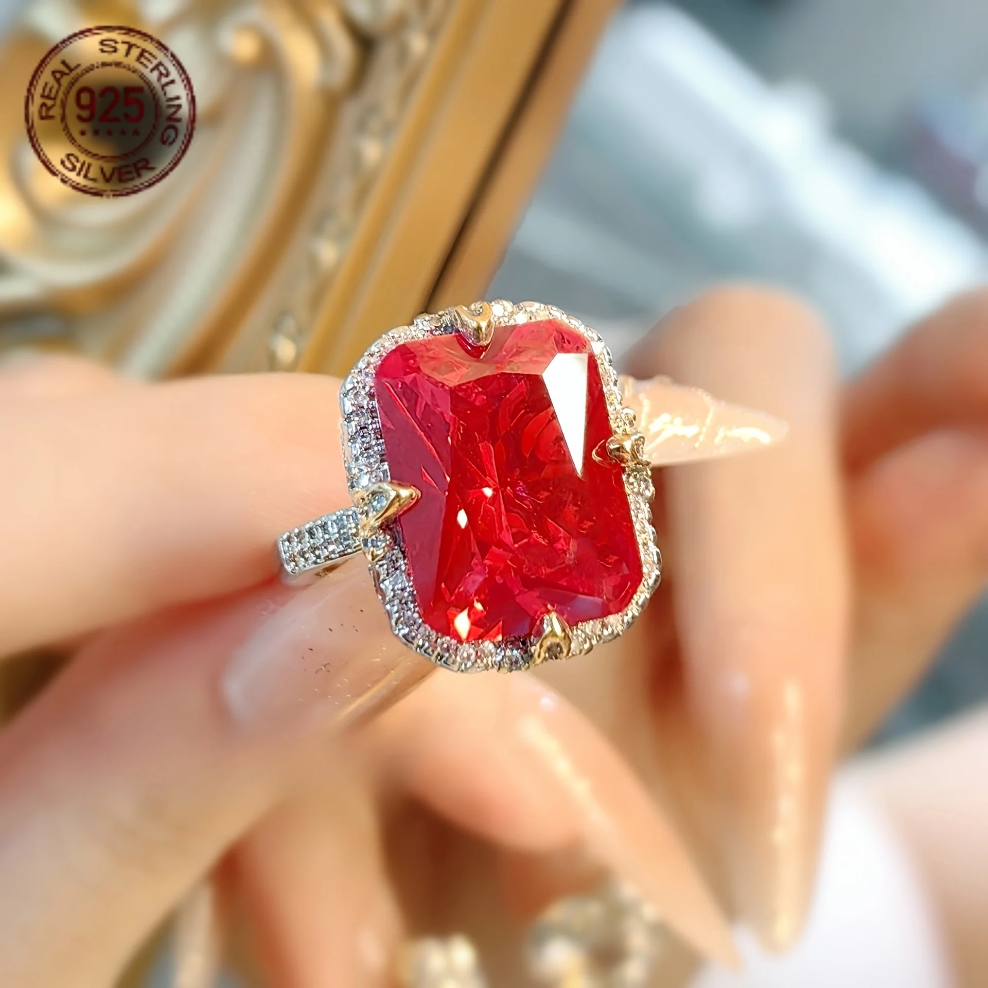 Luxury 8ct Crushed Princess Cut High Carbon Zircon 925 Silver Rings For Women Wedding Engagement Fine Jewelry Gifts 4 Luxury 8ct Crushed Princess Cut High Carbon Zircon 925 Silver Rings For Women Wedding Engagement Fine Jewelry Gifts - Image 3