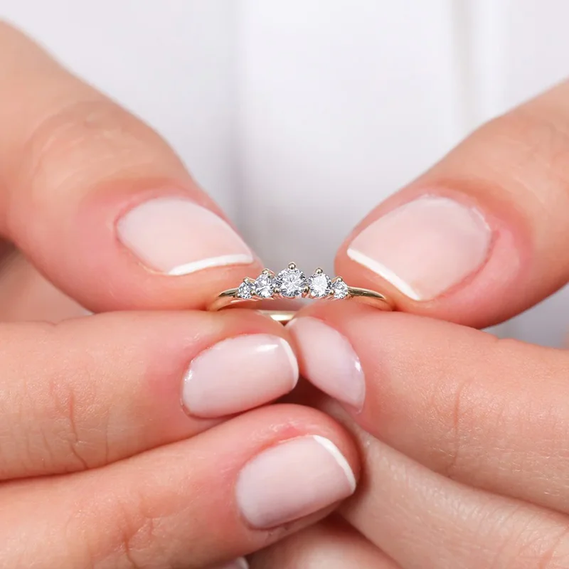 Lnngy 14K Gold Plated 5 Stone Moissanite Wedding Ring Bague Argent 925 Silver Certified Rings For Women Jewelry With Certificate 5 Lnngy 14K Gold Plated 5 Stone Moissanite Wedding Ring Bague Argent 925 Silver Certified Rings For Women Jewelry With Certificate - Image 4