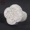 925 Sterling Silver Luxury Hip Hop Ring For Men Full Cubic Zirconia White Gold Plated Clover Rings Male Punk Jewelry Party Gift