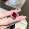 Luxury Oval Cut 9.52CT Lab Ruby With Cubic Zirconia 925 Sterling Silver Rings For Women Vintage Wedding Ring Fine Jewelry