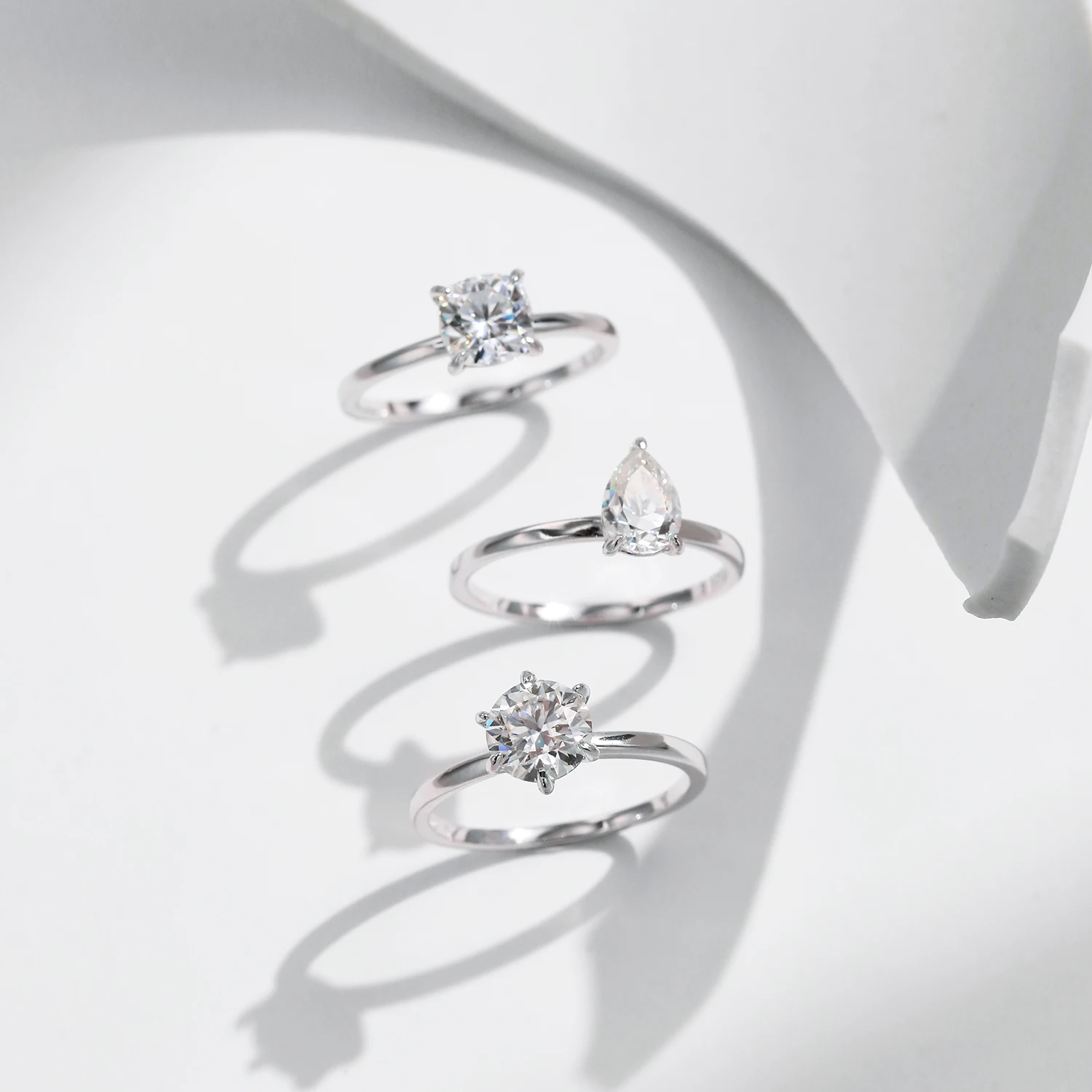 MODIAN Pear Round Square Moissanite Ring 925 Sterling Silver Wedding D Color Lab Created Diamond Rings For Women Fine Jewelry 3 MODIAN Pear Round Square Moissanite Ring 925 Sterling Silver Wedding D Color Lab Created Diamond Rings For Women Fine Jewelry - Image 2