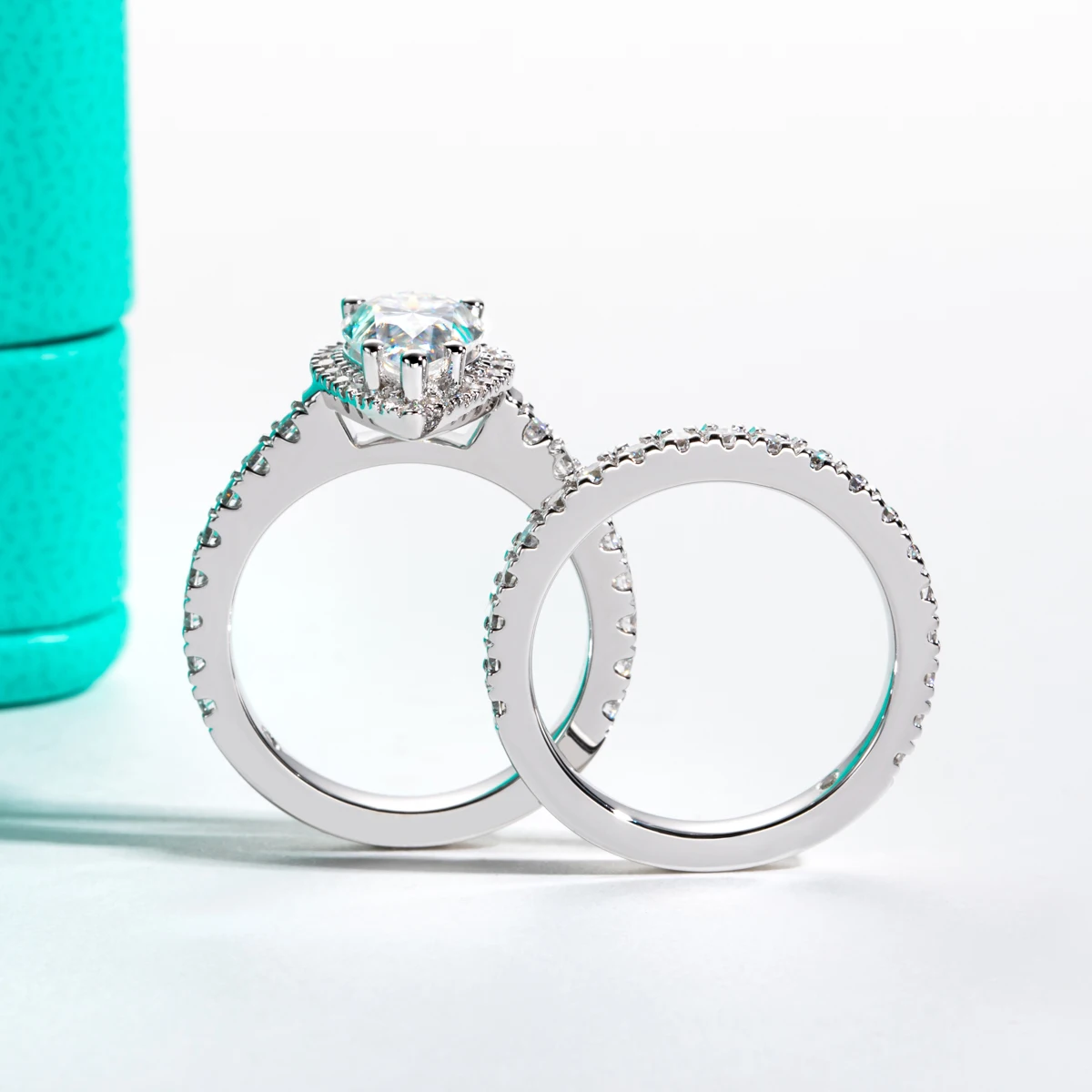 AnuJewel 3ct Pear Cut D Color Moissanite Halo Bridal Ring Set Wedding Band Silver Rings Anniversary Jewelry Gift Wholesale 5 AnuJewel 3ct Pear Cut D Color Moissanite Halo Bridal Ring Set Wedding Band Silver Rings Anniversary Jewelry Gift Wholesale - Image 4