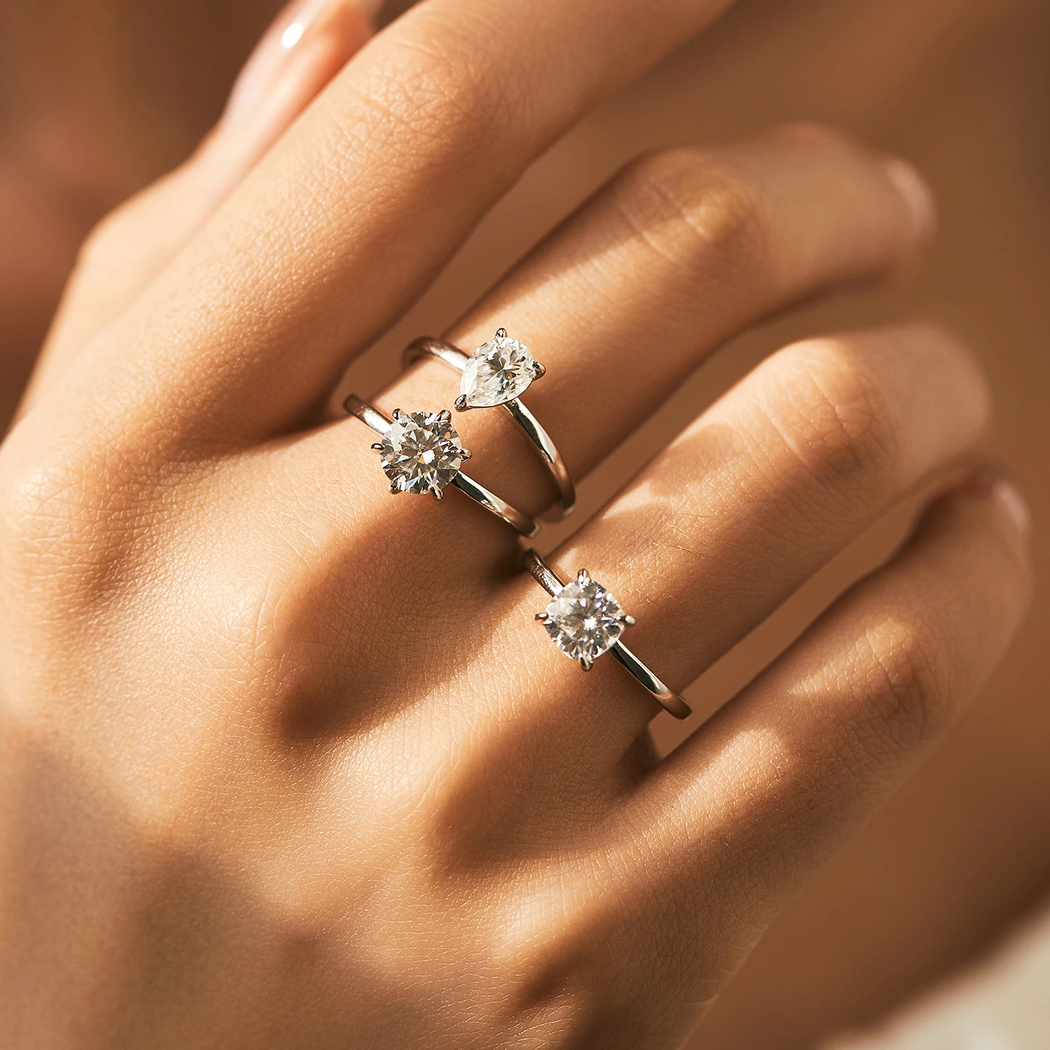 MODIAN Pear Round Square Moissanite Ring 925 Sterling Silver Wedding D Color Lab Created Diamond Rings For Women Fine Jewelry 5 MODIAN Pear Round Square Moissanite Ring 925 Sterling Silver Wedding D Color Lab Created Diamond Rings For Women Fine Jewelry - Image 4