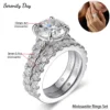 Serenity 6.8cttw D Color Moissanite Rings Set for Women Man Wedding Bridal Gift 100% S925 Sterling Silver Row Rings Fine Jewelry
