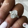 BXINY 4CT Oval Cut Moissanite Rings 925 Sterling Silver for Women GRA Certified Lab Diamond 3-Stone Promise Wedding Band Jewelry