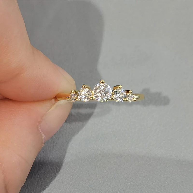 Lnngy 14K Gold Plated 5 Stone Moissanite Wedding Ring Bague Argent 925 Silver Certified Rings For Women Jewelry With Certificate 7 Lnngy 14K Gold Plated 5 Stone Moissanite Wedding Ring Bague Argent 925 Silver Certified Rings For Women Jewelry With Certificate - Image 6