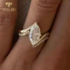 TFGLBU D Color 3CT Marquise Cut Moissanite Ring Set for Women Wedding Proposal Lab Diamond Solid S925 Silver Plated 18k Jewelry