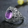S925 Silver Ring Natural Amethyst Ring for Women Exquisite Luxury Wedding Party Gift New Design Jewelry
