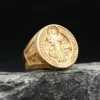 Vintage 316L Stainless Steel Saint Benedict Rings For Men Women Fashion Religious Cross Protective Jewelry Gifts Dropshipping