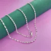 Cute fine 925 Sterling Silver 40-75CM LONG 2mm Side Chain Necklace For Women Man DIY Fashion Wedding Charm Jewelry