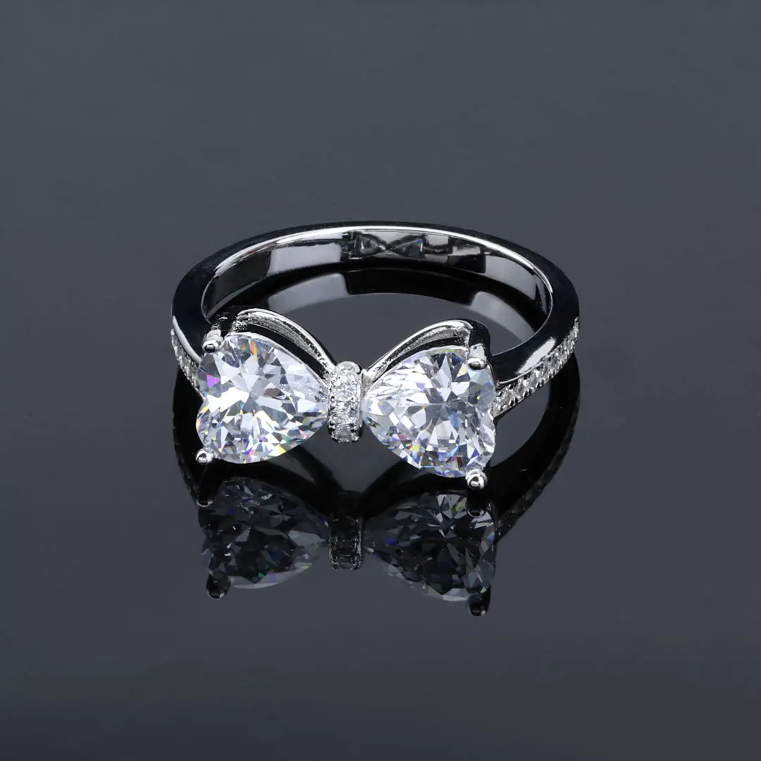 TEN CARATS 2CT 925 Sterling Silver Moissanite Bow Knot Ring for Women Luxury Sparkling Ring Wedding Engagement Gift 7 TEN CARATS 2CT 925 Sterling Silver Moissanite Bow Knot Ring for Women Luxury Sparkling Ring Wedding Engagement Gift - Image 6