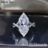 Serenity 10ct Marquise Big Moissanite Rings for Women Men Gift Sparkling Lab Diamond Wedding Rings Solid S925 Plated 18K Jewelry