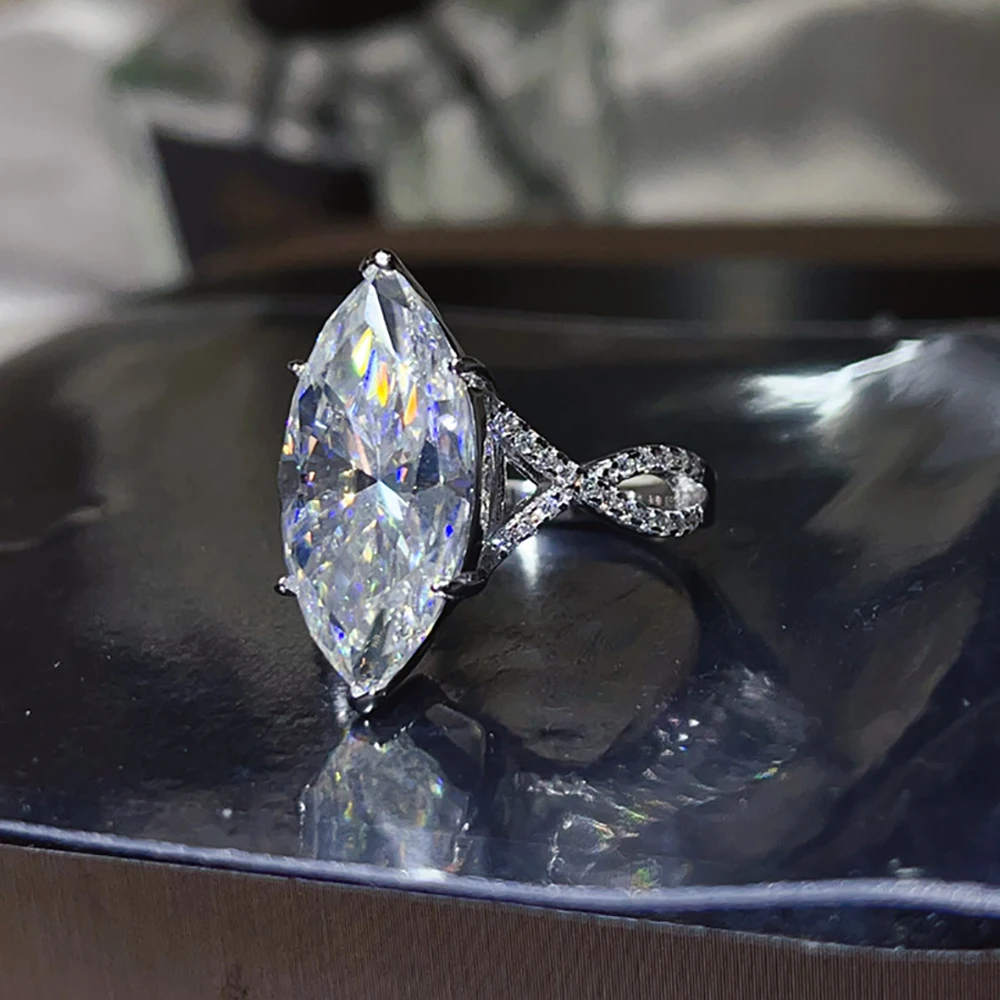 Serenity 10ct Marquise Big Moissanite Rings for Women Men Gift Sparkling Lab Diamond Wedding Rings Solid S925 Plated 18K Jewelry 4 Serenity 10ct Marquise Big Moissanite Rings for Women Men Gift Sparkling Lab Diamond Wedding Rings Solid S925 Plated 18K Jewelry - Image 3