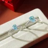 OEVAS Real 1CT / 2 Carat Oval Aquamarine Moissanite Ring For Women Rhodium Plated 925 Sterling Silver Diamond Fine Jewelry