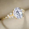 1ct 2ct 3ct Oval Brilliant Cut Moissanite 14K Gold Color 925 Sterling Silver 4 Prongs Side Engagement Rings Wedding Gift for Wom