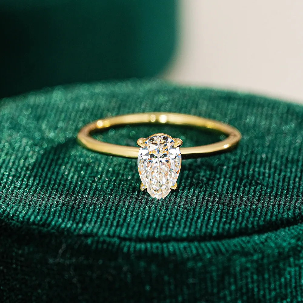 Luxury 100% Real 18k Gold Women's Moissanite Diamond Ring 1 karat Drop Diamond Ring Wedding Ring 2 Luxury 100% Real 18k Gold Women's Moissanite Diamond Ring 1 karat Drop Diamond Ring Wedding Ring