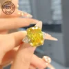 New Rectangle Radiant Cut Yellow Citrine Topaz Gems Fashion Women 925 Sterling Silver Ring Exquisite Wedding Band Fine Jewelry