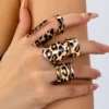5PCS Set 2025 New Fashionable and Simple Women's Personalized Trendy Printed Leopard Print Ring Set
