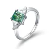 2CT 6x8MM Teal Moissanite Ring for Women with Certificate S925 Silver Anniversary Jewelry Gift