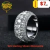 MossanRappr 8.46cttw Moissanite Iced out Diamond Ring 925 Sterling Silver High Quality and Fashion Jewelry for Men's Party Wear