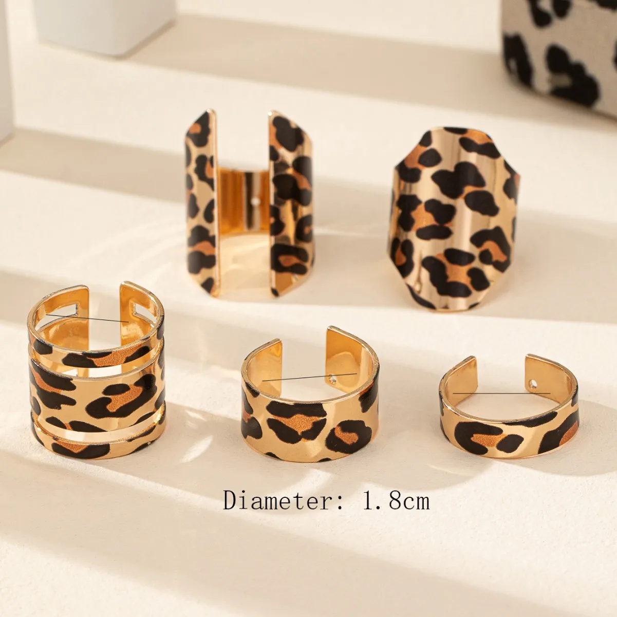 5PCS Set 2025 New Fashionable and Simple Women's Personalized Trendy Printed Leopard Print Ring Set 3 5PCS Set 2025 New Fashionable and Simple Women's Personalized Trendy Printed Leopard Print Ring Set - Image 2