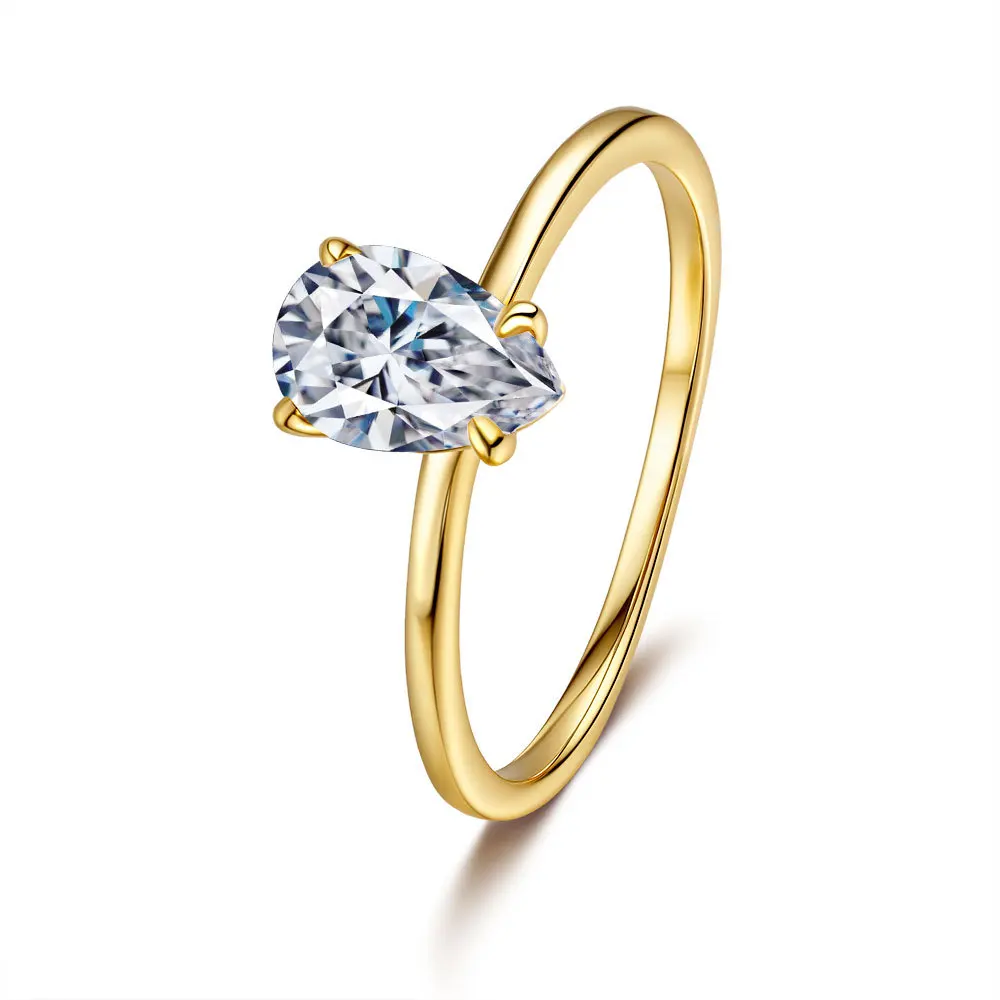 Luxury 100% Real 18k Gold Women's Moissanite Diamond Ring 1 karat Drop Diamond Ring Wedding Ring 5 Luxury 100% Real 18k Gold Women's Moissanite Diamond Ring 1 karat Drop Diamond Ring Wedding Ring - Image 4