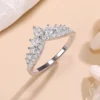 LinkerLove S925 Sterling Silver Rings D Color Moissanite Crown Wedding Bands Anniversary Gift Classic Trendy Engagement Jewelry