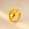 Luxury 24K 9999 Pure Gold real gold Women's Oval Ring Adjustable Size