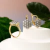 Shiny inlaid vermiculite design earrings rings fashion jewelry suit copper plated 14 gold exquisite party wedding gifts