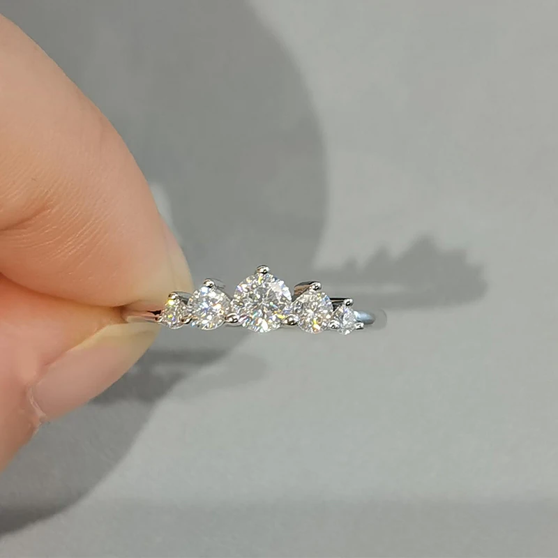 Lnngy 14K Gold Plated 5 Stone Moissanite Wedding Ring Bague Argent 925 Silver Certified Rings For Women Jewelry With Certificate 6 Lnngy 14K Gold Plated 5 Stone Moissanite Wedding Ring Bague Argent 925 Silver Certified Rings For Women Jewelry With Certificate - Image 5