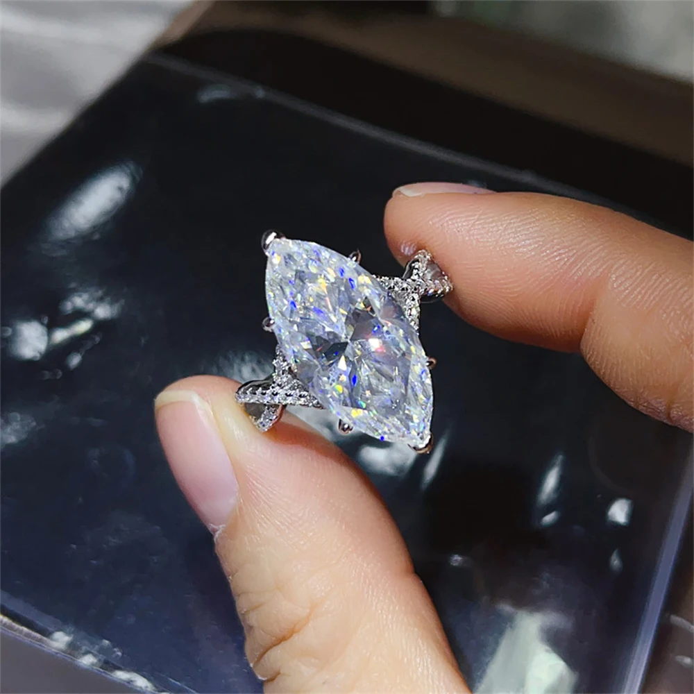 Serenity 10ct Marquise Big Moissanite Rings for Women Men Gift Sparkling Lab Diamond Wedding Rings Solid S925 Plated 18K Jewelry 7 Serenity 10ct Marquise Big Moissanite Rings for Women Men Gift Sparkling Lab Diamond Wedding Rings Solid S925 Plated 18K Jewelry - Image 6