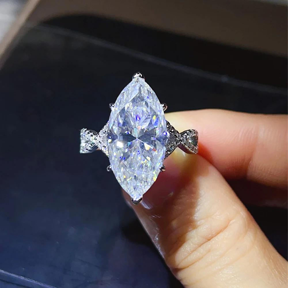 Serenity 10ct Marquise Big Moissanite Rings for Women Men Gift Sparkling Lab Diamond Wedding Rings Solid S925 Plated 18K Jewelry 5 Serenity 10ct Marquise Big Moissanite Rings for Women Men Gift Sparkling Lab Diamond Wedding Rings Solid S925 Plated 18K Jewelry - Image 4