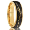 Golden simple 8/6mm inlaid golden foil tungsten steel ring, comfortable to wear, suitable for daily wedding party jewelry gifts