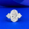 Elegant Oval Cut 7ct Lab Moissanite Diamond Ring Real 925 Sterling Silver Party Wedding Band Rings for Women Engagement Jewelry