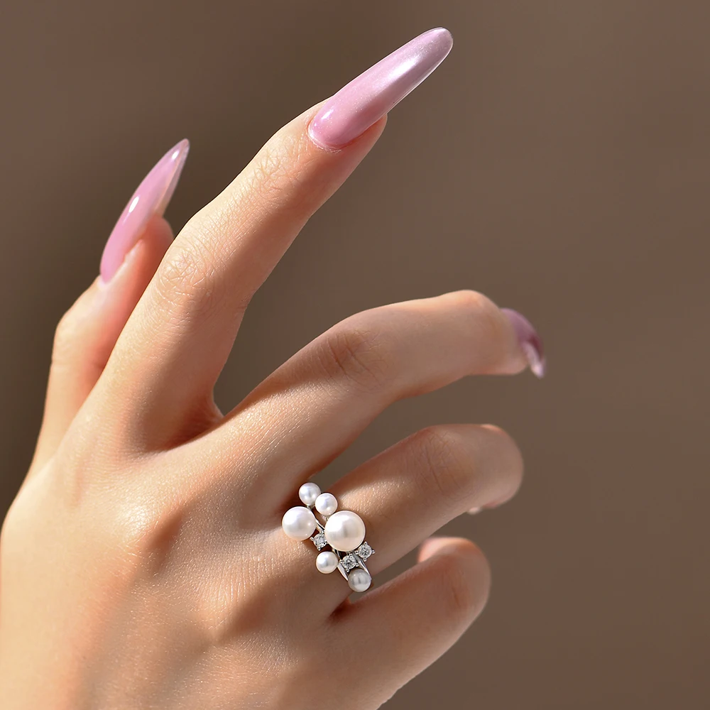 ATTAGEMS Pearl Moissanite Ring DVVS 100% S925 Sterling Silver Plated With18k Gold for Women Engagement Bride Jewelry Luxury Gift 6 ATTAGEMS Pearl Moissanite Ring DVVS 100% S925 Sterling Silver Plated With18k Gold for Women Engagement Bride Jewelry Luxury Gift - Image 5