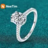 NeeTim 1ct 2ct 3ct Oval Cut Moissanite Rings for Women 925 Sterling Silver Lab Diamond Wedding Engagement Ring Gemstone Band