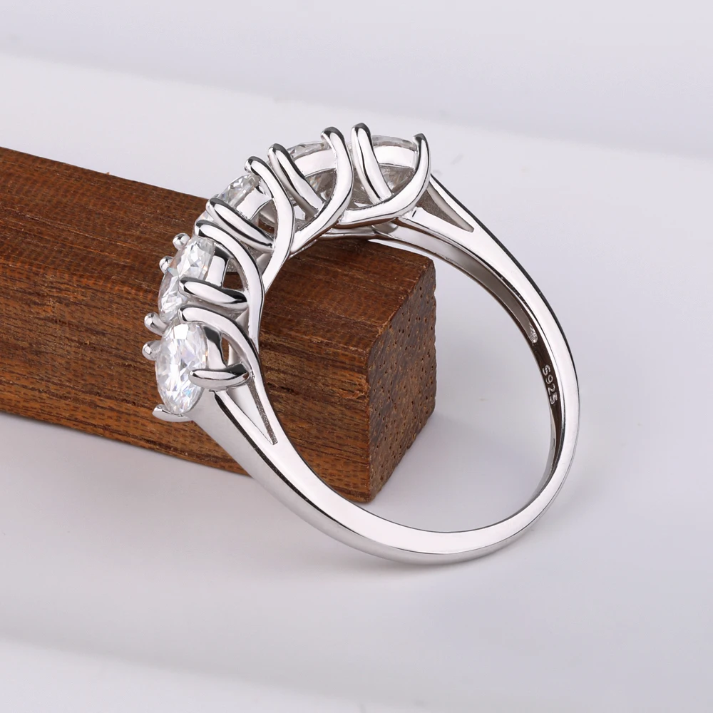 2.5/5cttw 5-Stones Moissanite Diamond Rings for Sterling Silver S925 Women Half Eternity Wedding Band Bridal Jewelry FEOBUR 4 2.5/5cttw 5-Stones Moissanite Diamond Rings for Sterling Silver S925 Women Half Eternity Wedding Band Bridal Jewelry FEOBUR - Image 3