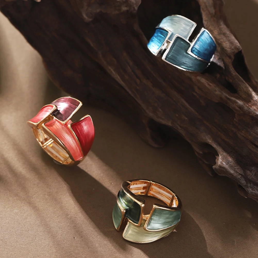 Cring Coco Geometric Ring Accessories Women's Elegant Enamel Ring Adjustable Round Ring Jewelry Fashion Women's Christmas Gift 6 Cring Coco Geometric Ring Accessories Women's Elegant Enamel Ring Adjustable Round Ring Jewelry Fashion Women's Christmas Gift - Image 5