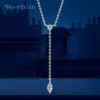 Sweetrain Marquise Cut Moissanite Necklaces Long Tassel Clavicle Chains Necklace for Women 925 Sterling Silver Jewelry Collares