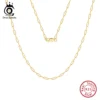 ORSA JEWELS 14K Gold 925 Sterling Silver 1.8mm Paperclip Neck Chain Fashion Link Chain Necklaces for Women Dainty Jewelry SC39